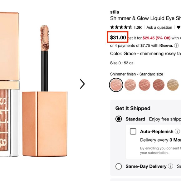 Stila Shimmer/Glitter & Glow Liquid Eye Shadow | DARING - Picture 4 of 4